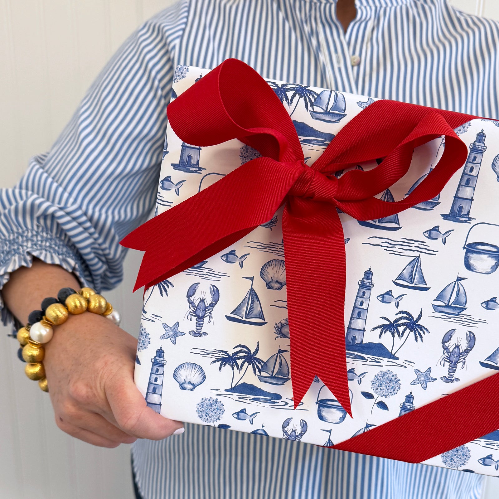 Continuous Roll Gift Wrap | Seaside Toile