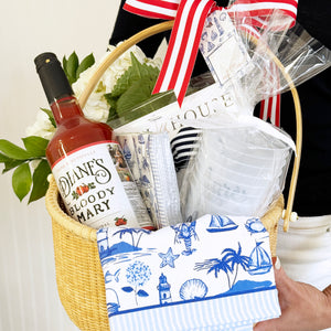 Seaside Toile Cotton Tea Towel