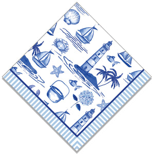 Seaside Toile Paper Cocktail Napkins