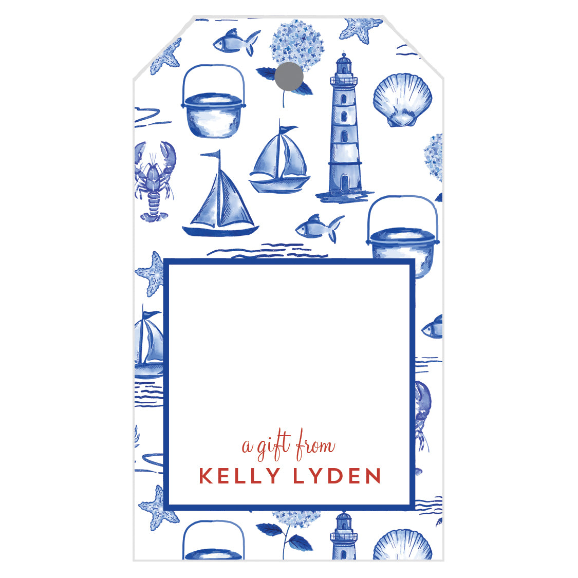 Seaside Toile Personalized Gift Tags