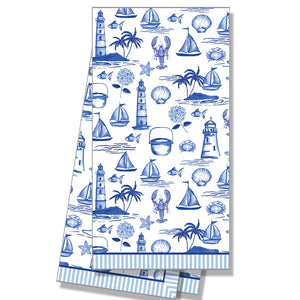 Seaside Toile Cotton Tea Towel
