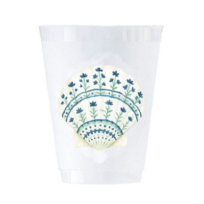 In Stock Painted Sea Shell Shatterproof Cups | Set of 8