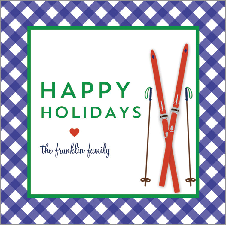 Ski Gingham Personalized Gift Sticker | Set of 24