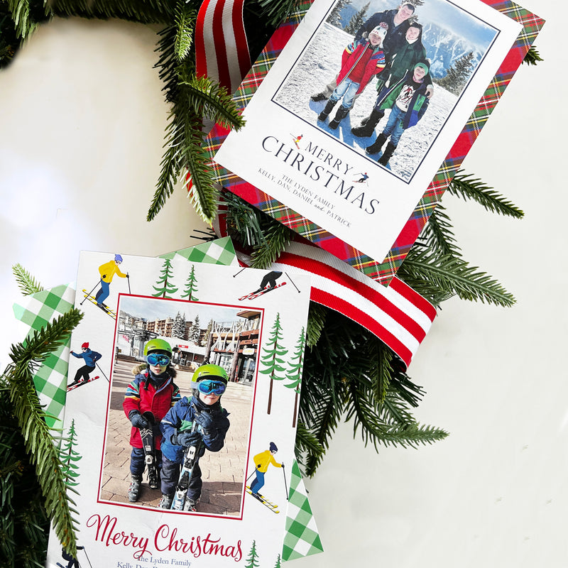 Holiday Skiers Christmas Photo Card