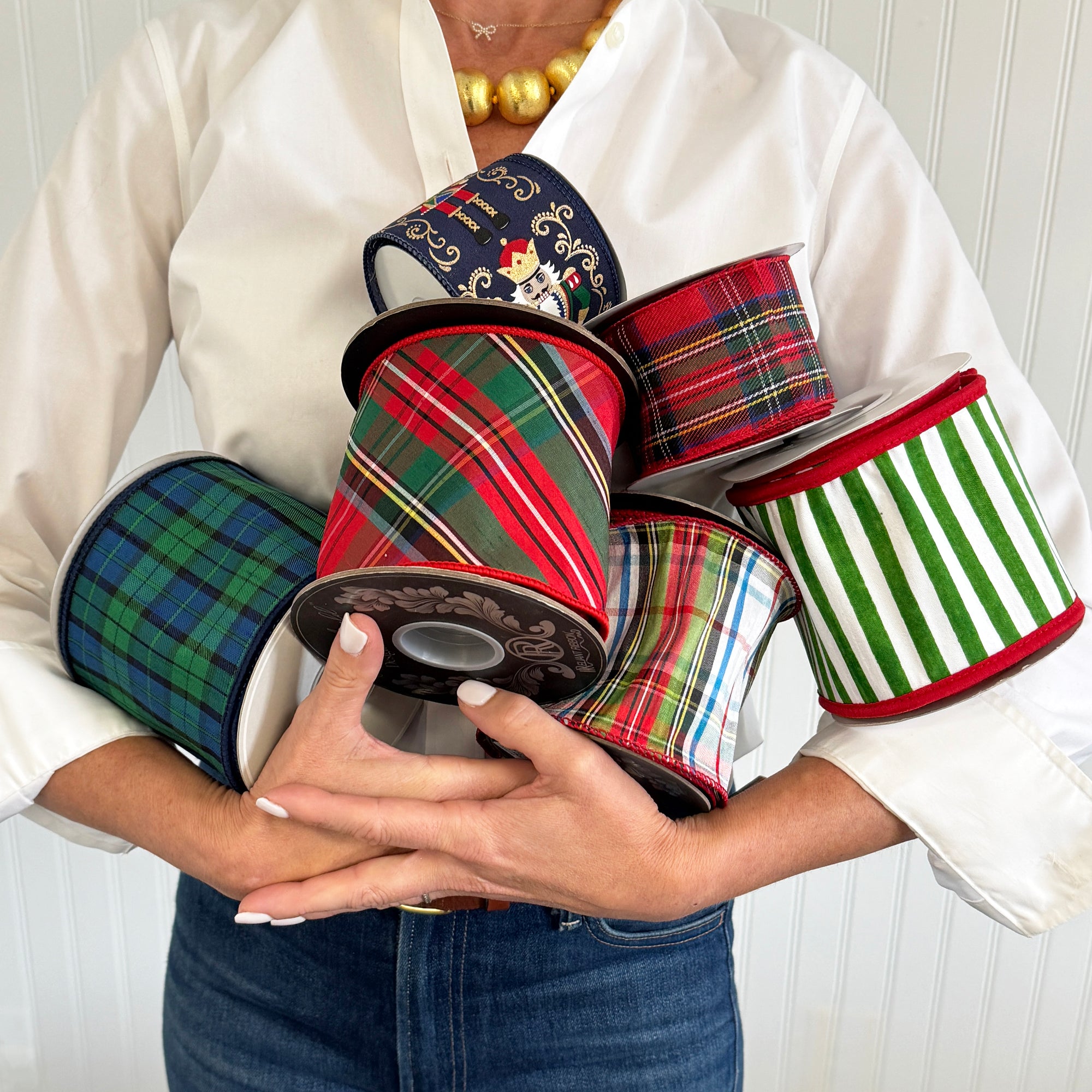 4" x 10 Yds Black Watch Plaid Ribbon