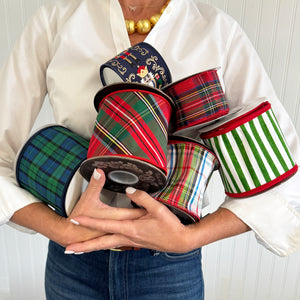 4" x 10 Yds Black Watch Plaid Ribbon