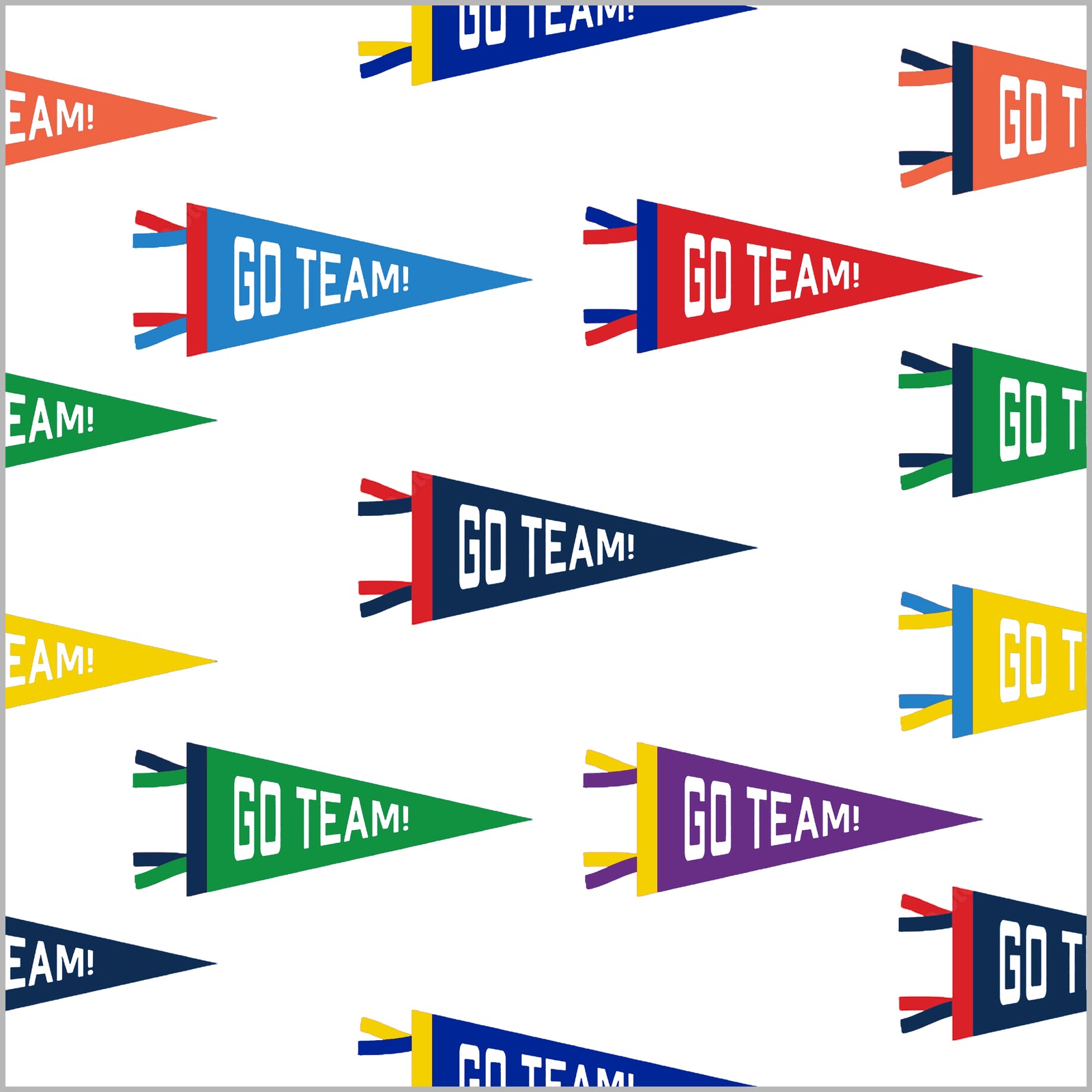 In Stock Continuous Roll Gift Wrap | Sports Pennants