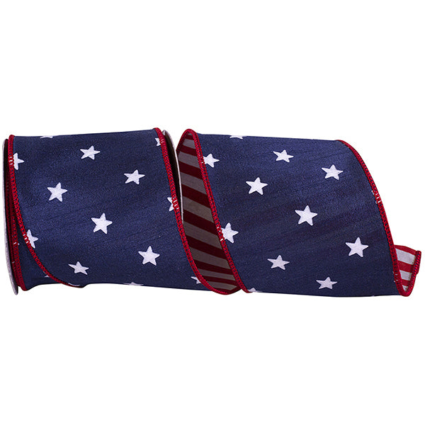 4" x 10 Yds Stars + Stripes Dupioni Ribbon