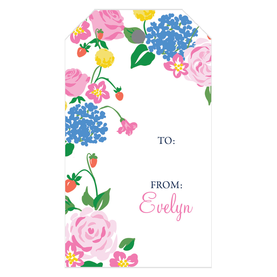 Strawberry Floral Border Personalized Gift Tags