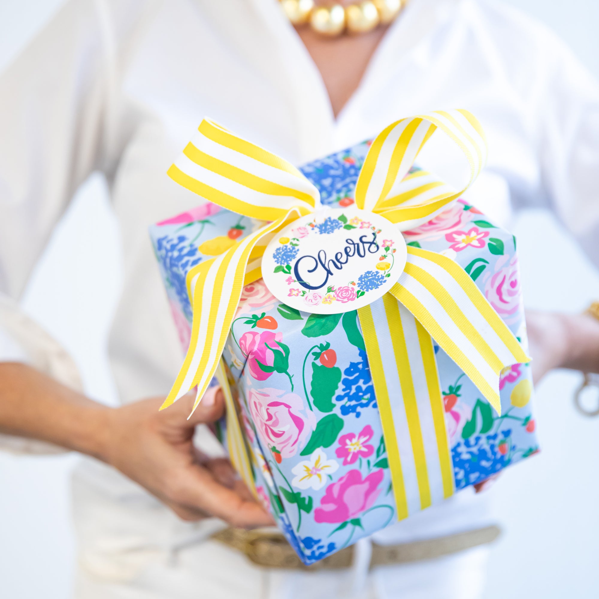 Stock Shoppe: Strawberry Floral "Cheers" Die-Cut Gift Tags