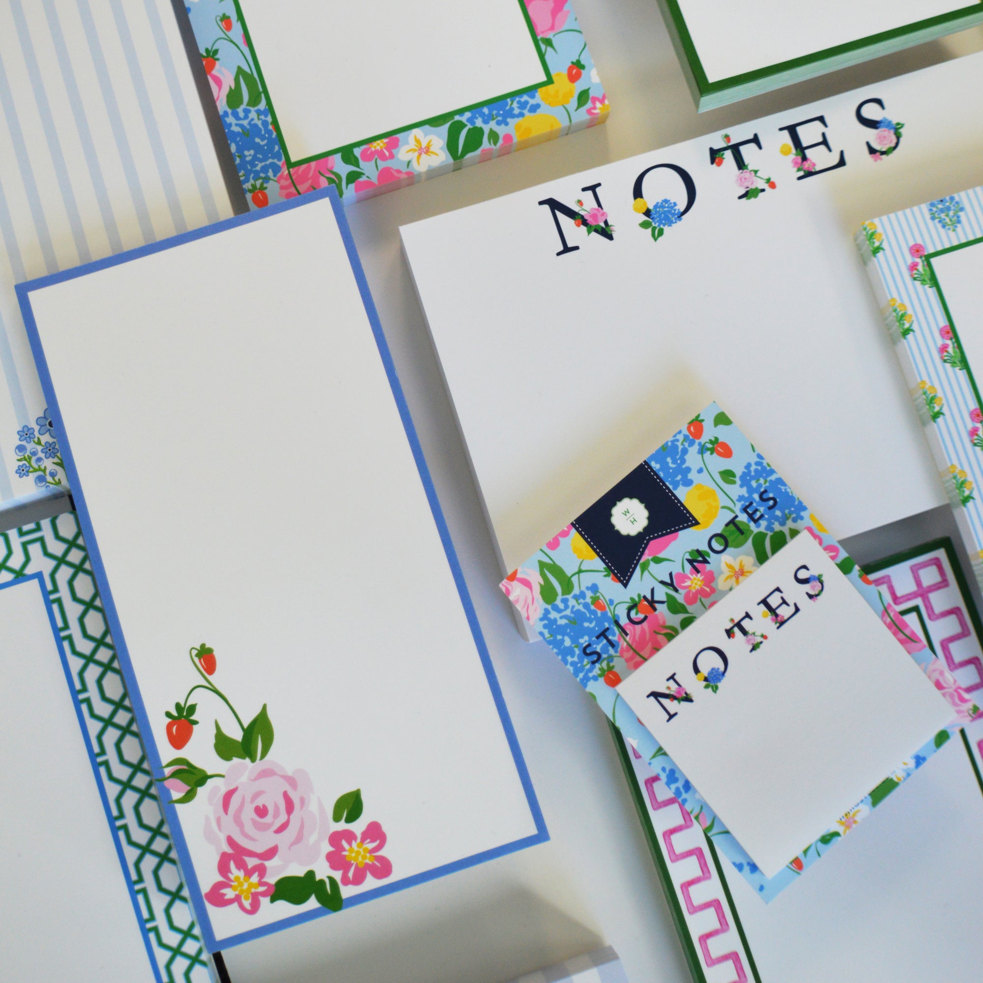 Stock Shoppe: 8.5x5.5 Strawberry Floral "Notes" Slab Notepad