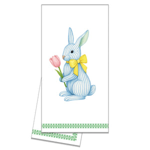 WH Hostess Cotton Tea Towel | Striped Bunny