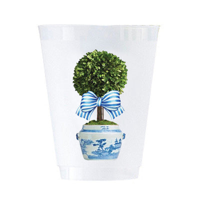 Striped Topiary Tree Shatterproof Cups | Set of 8