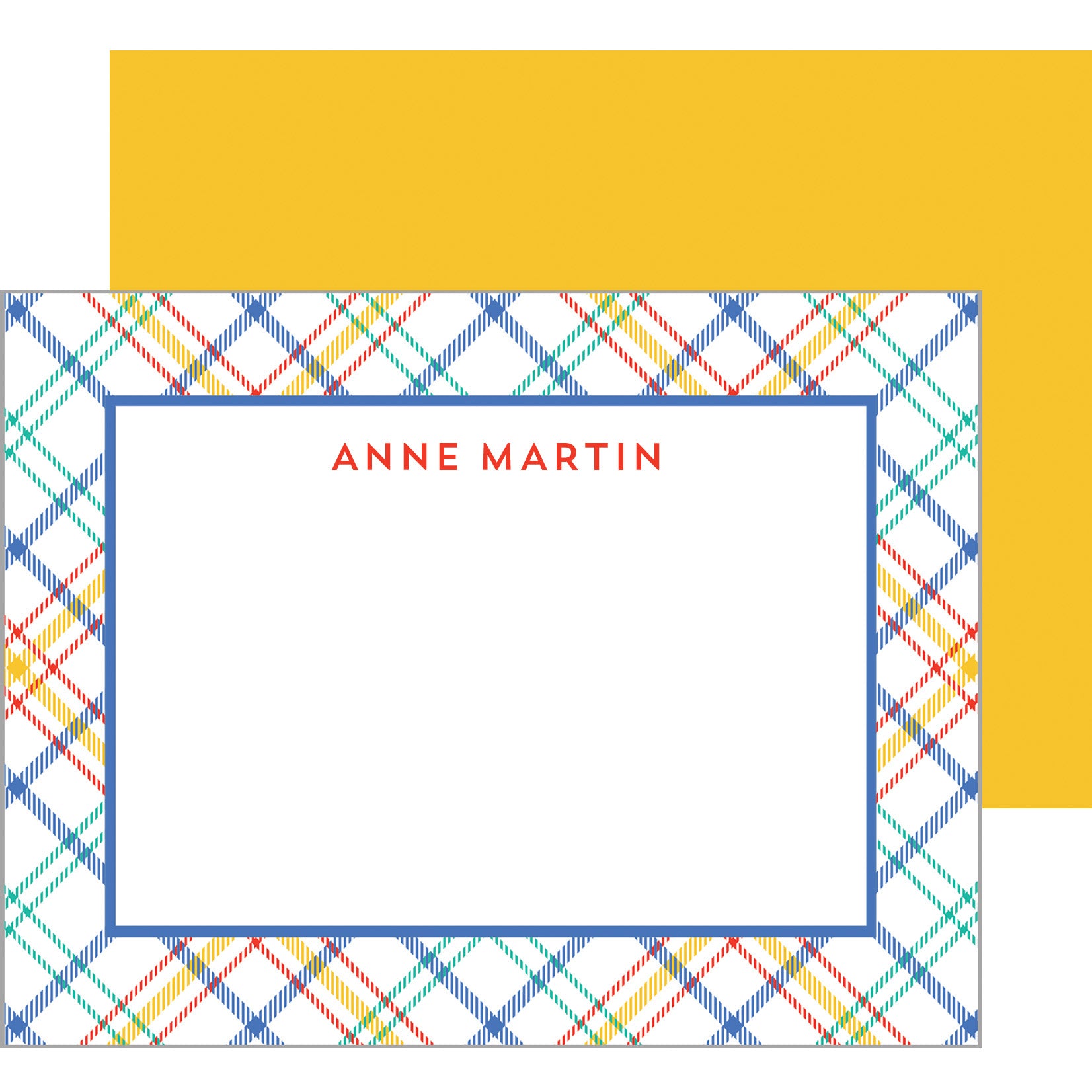 Summer Plaid Personalized Flat Notecards