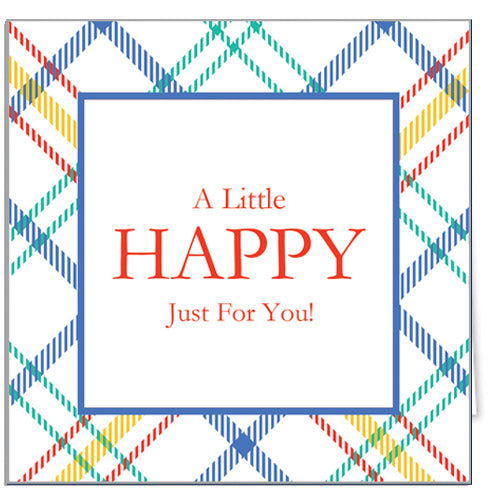 In Stock Gift Enclosure Cards + Envelopes | Summer Plaid "HAPPY"