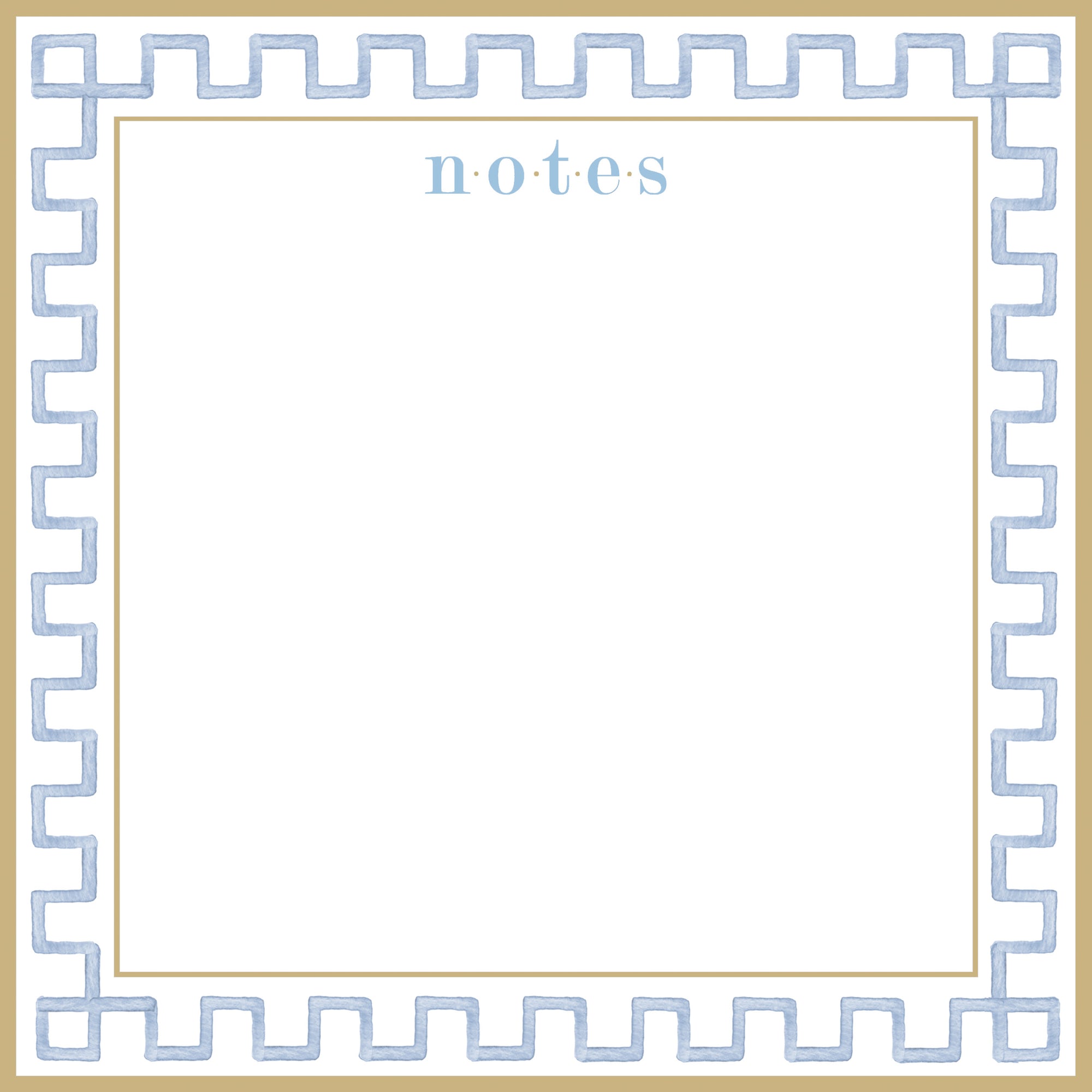 In Stock 8.5x8.5 SLAB Stock Notepad | Tan + Blue Greek Key Border