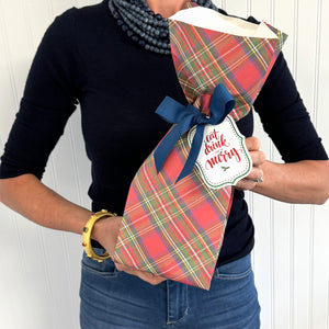 Paper Wine Bag Kit | Tartan Plaid
