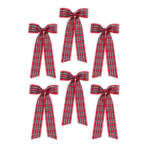 Tartan Plaid Bow Decorations | Set of 6
