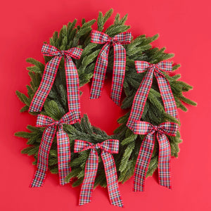 Tartan Plaid Bow Decorations | Set of 6