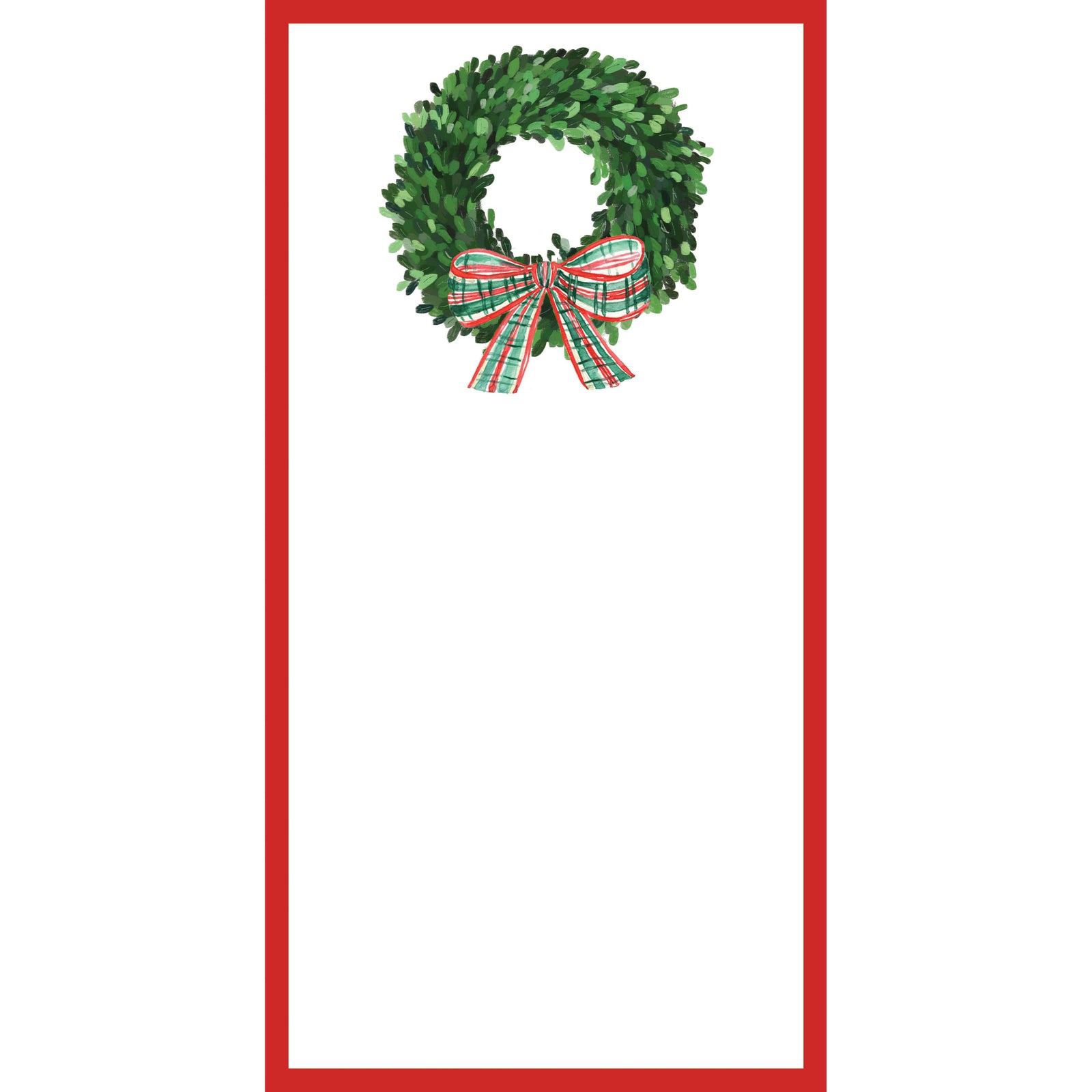 In Stock 4.25x8.5 Wreath with Tartan Bow List Notepad