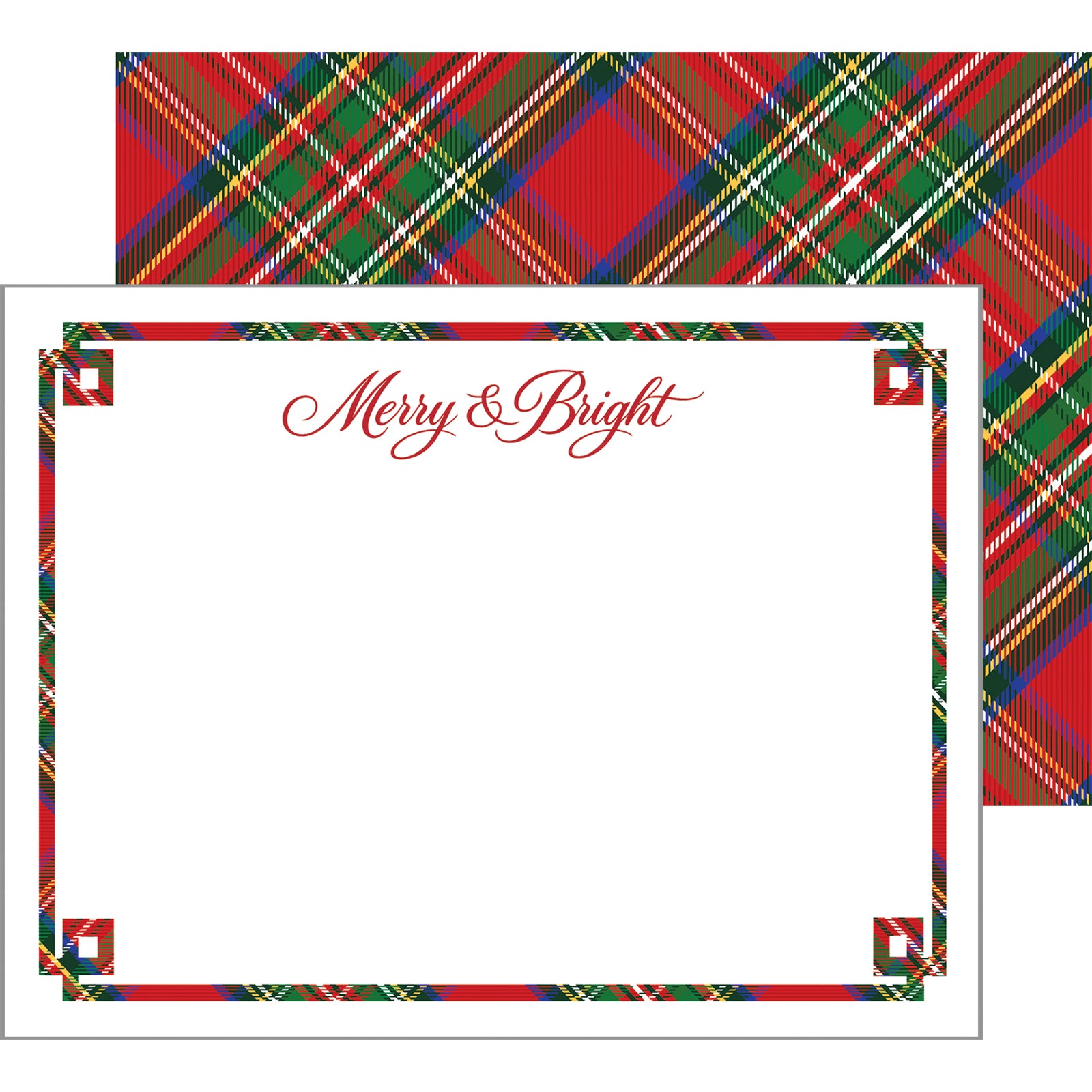 In Stock Flat Notecard Set of 10 | Merry & Bright Tartan