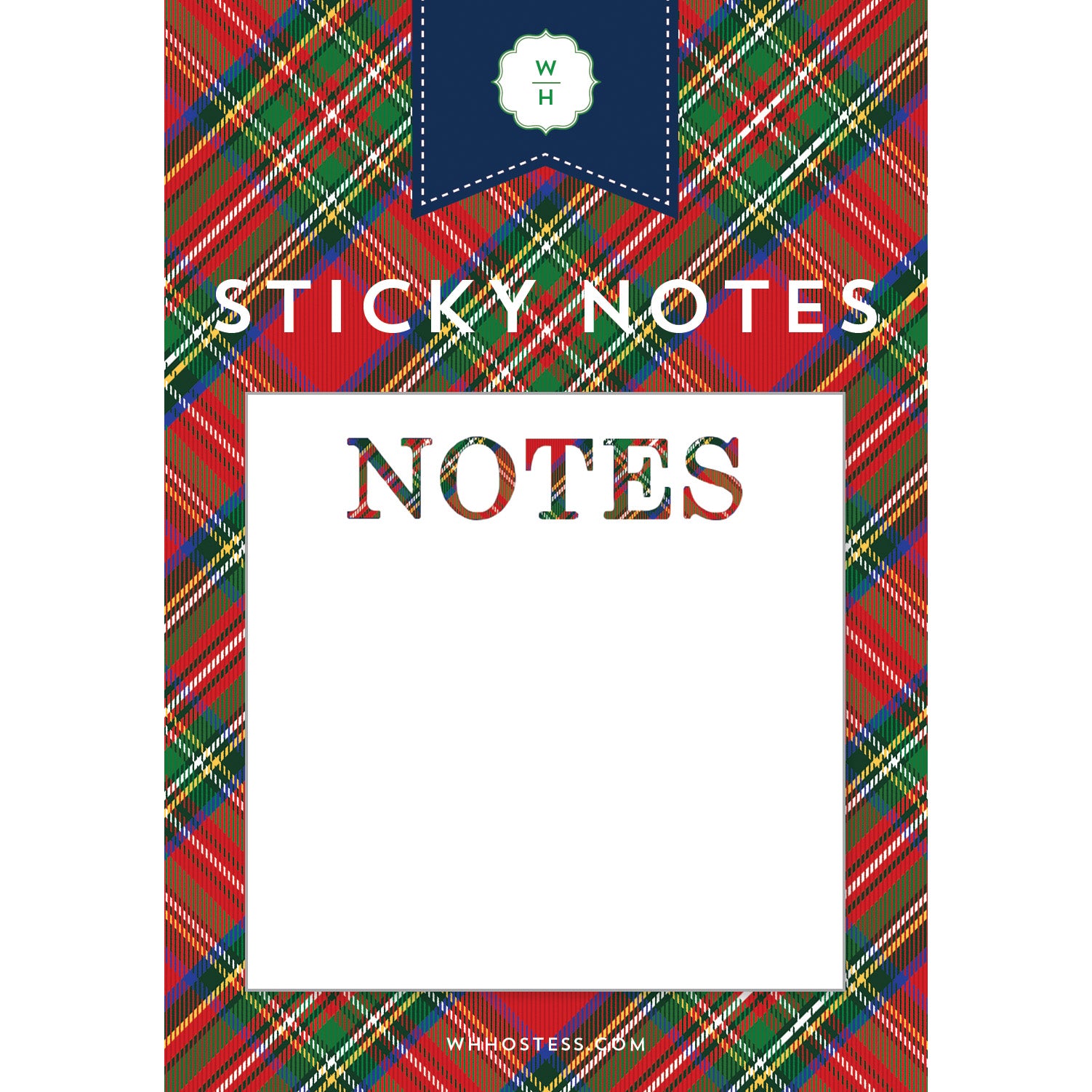 Tartan Plaid “Notes” Sticky Notes – 50 Sheets