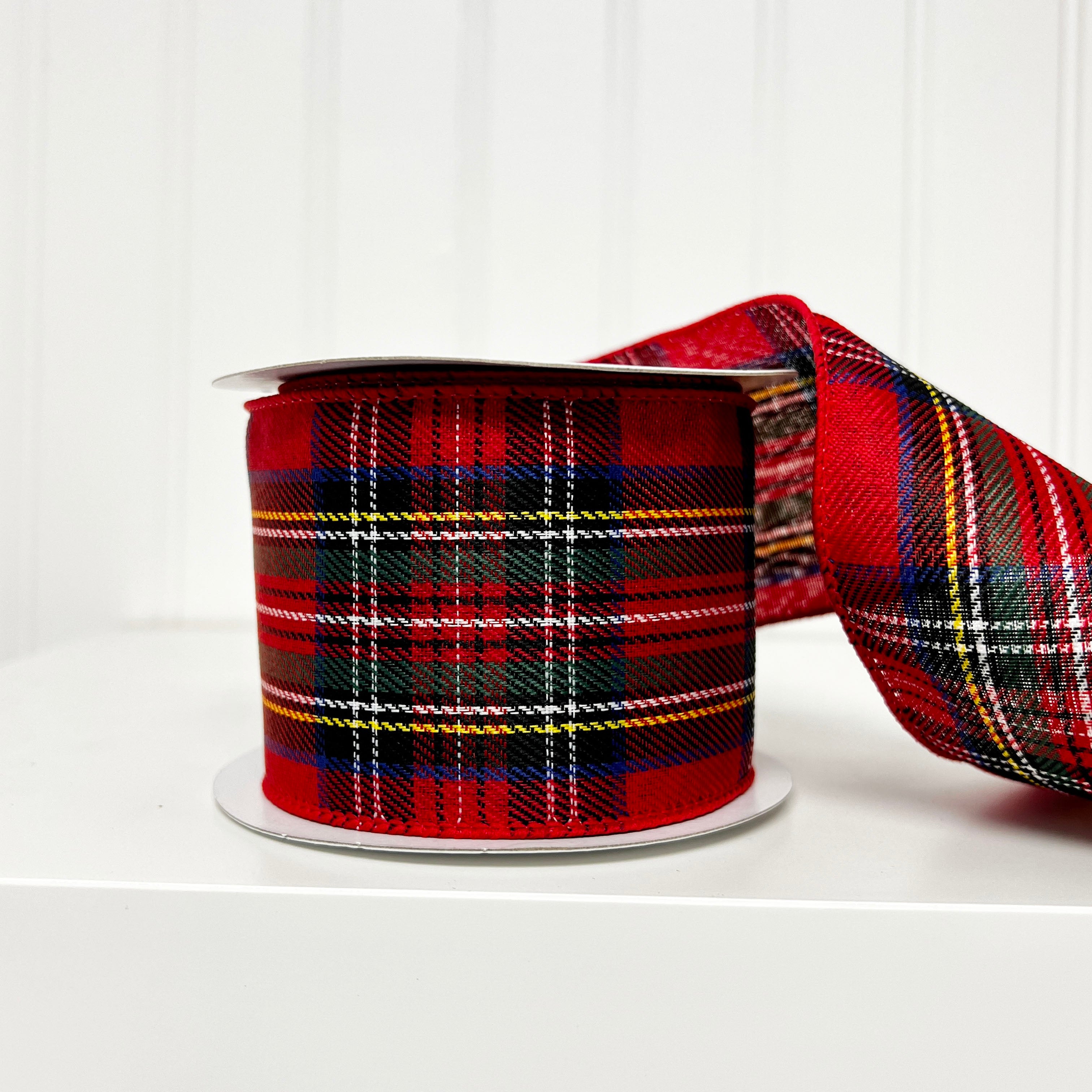 Tartan Plaid Twill Wired Edge Ribbon