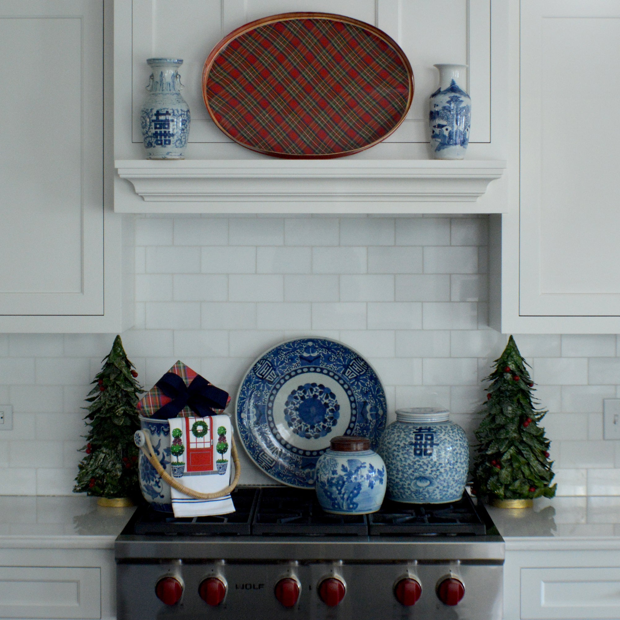 WH Hostess x Jayes Studio Tartan Plaid Oval Serving Tray