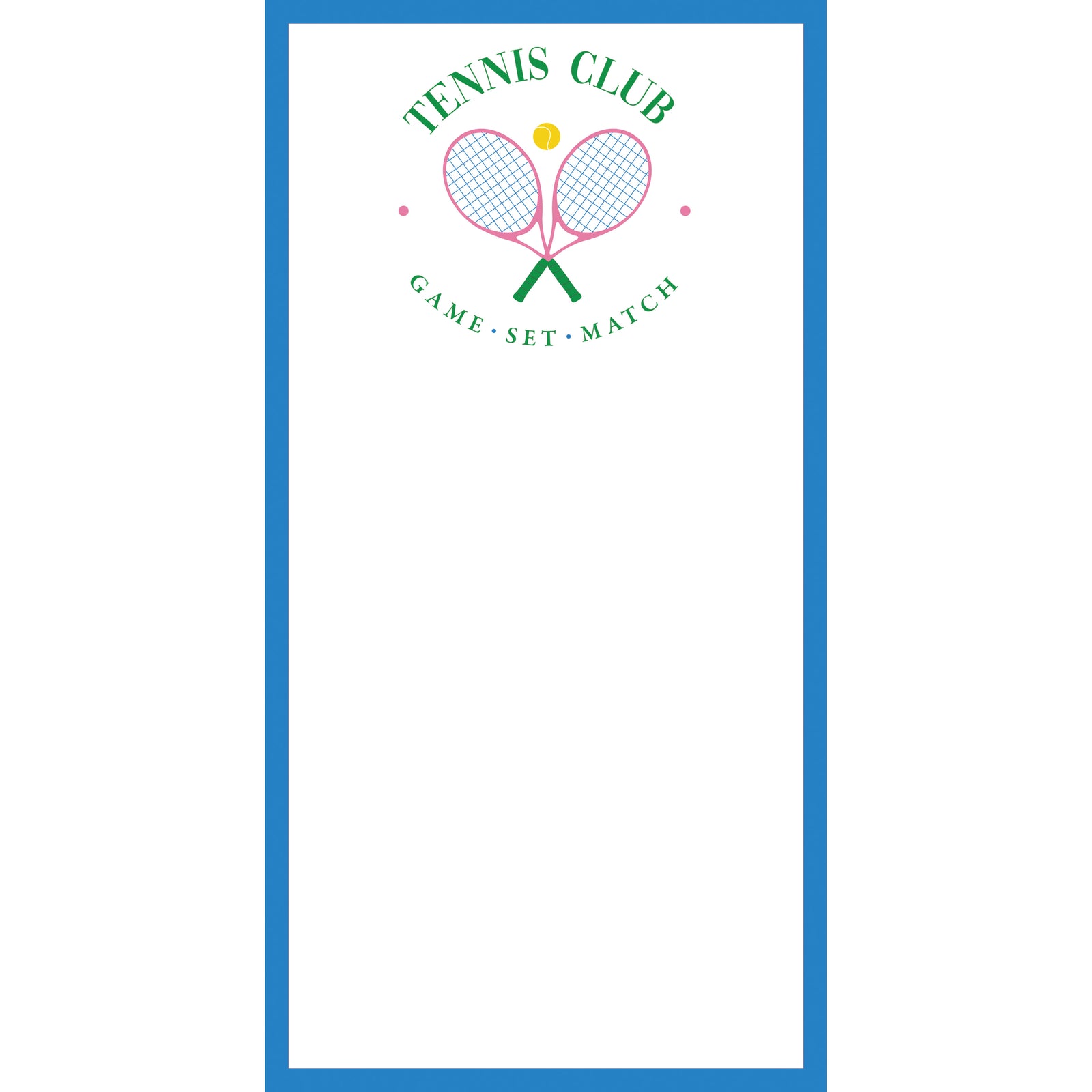 In Stock 4.25x8.5 Tennis Club Notepad