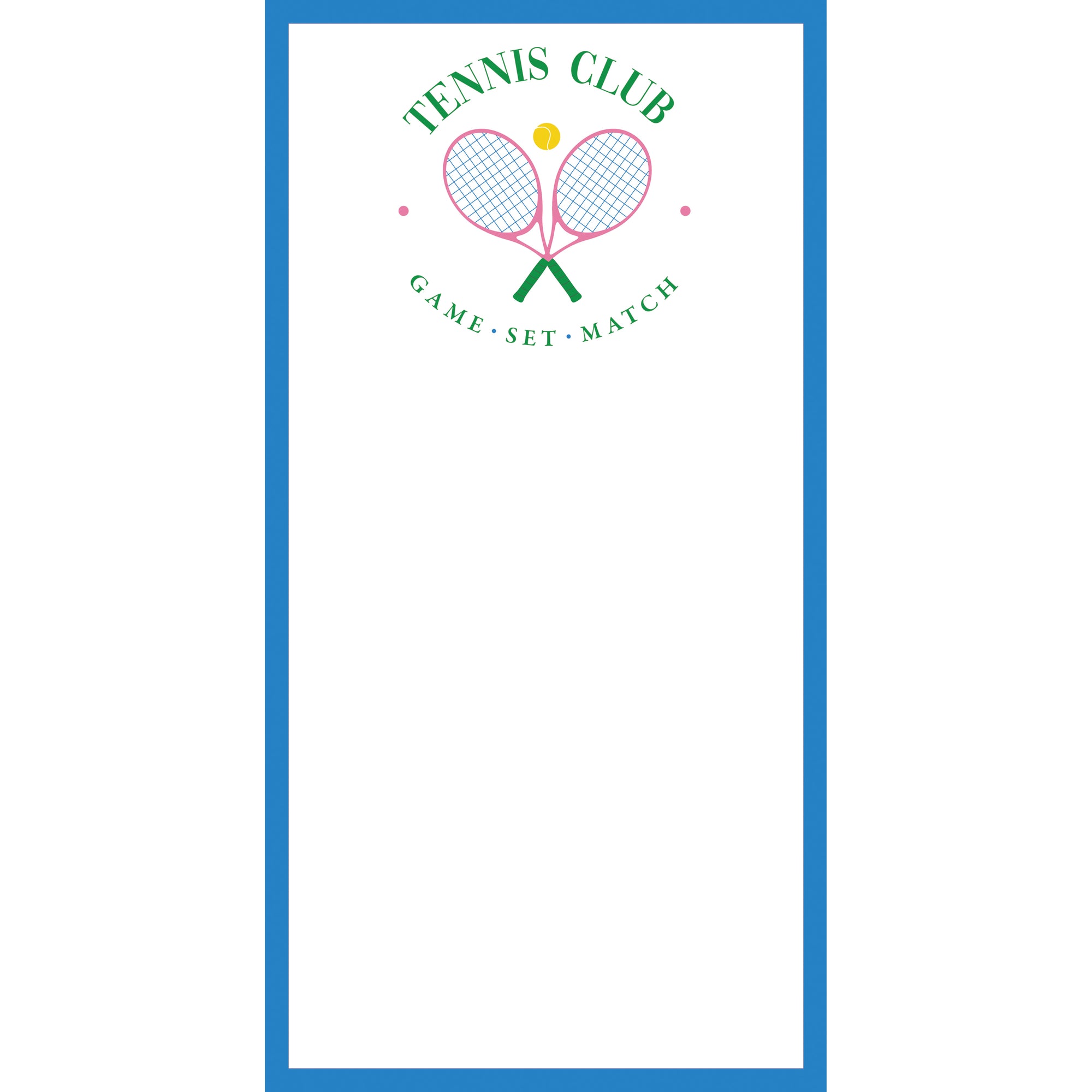 Stock Shoppe: 4.25x8.5 Tennis Club Notepad