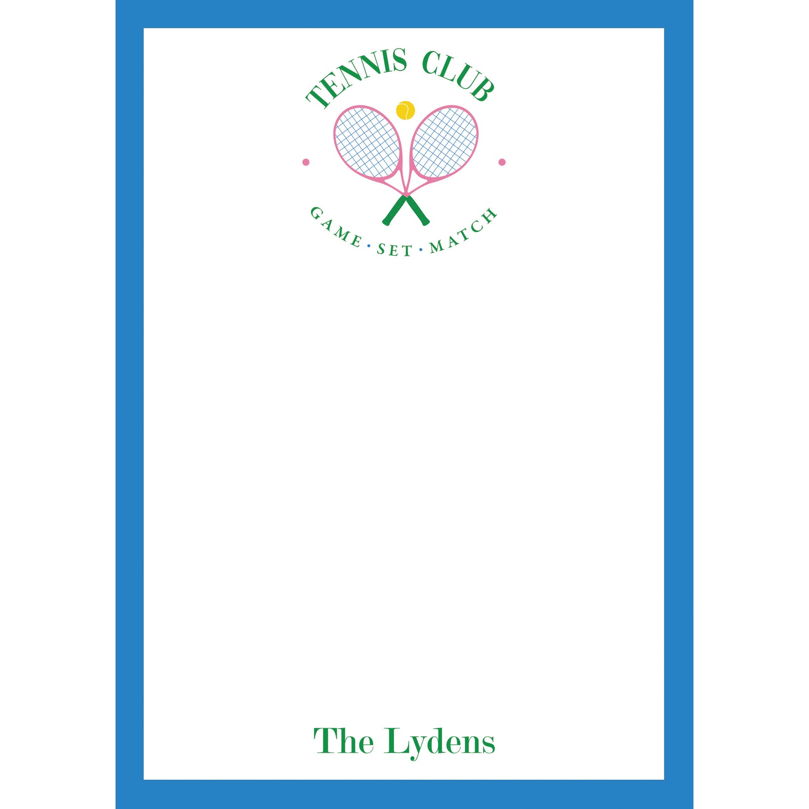 Tennis Club Logo Personalized Notepad