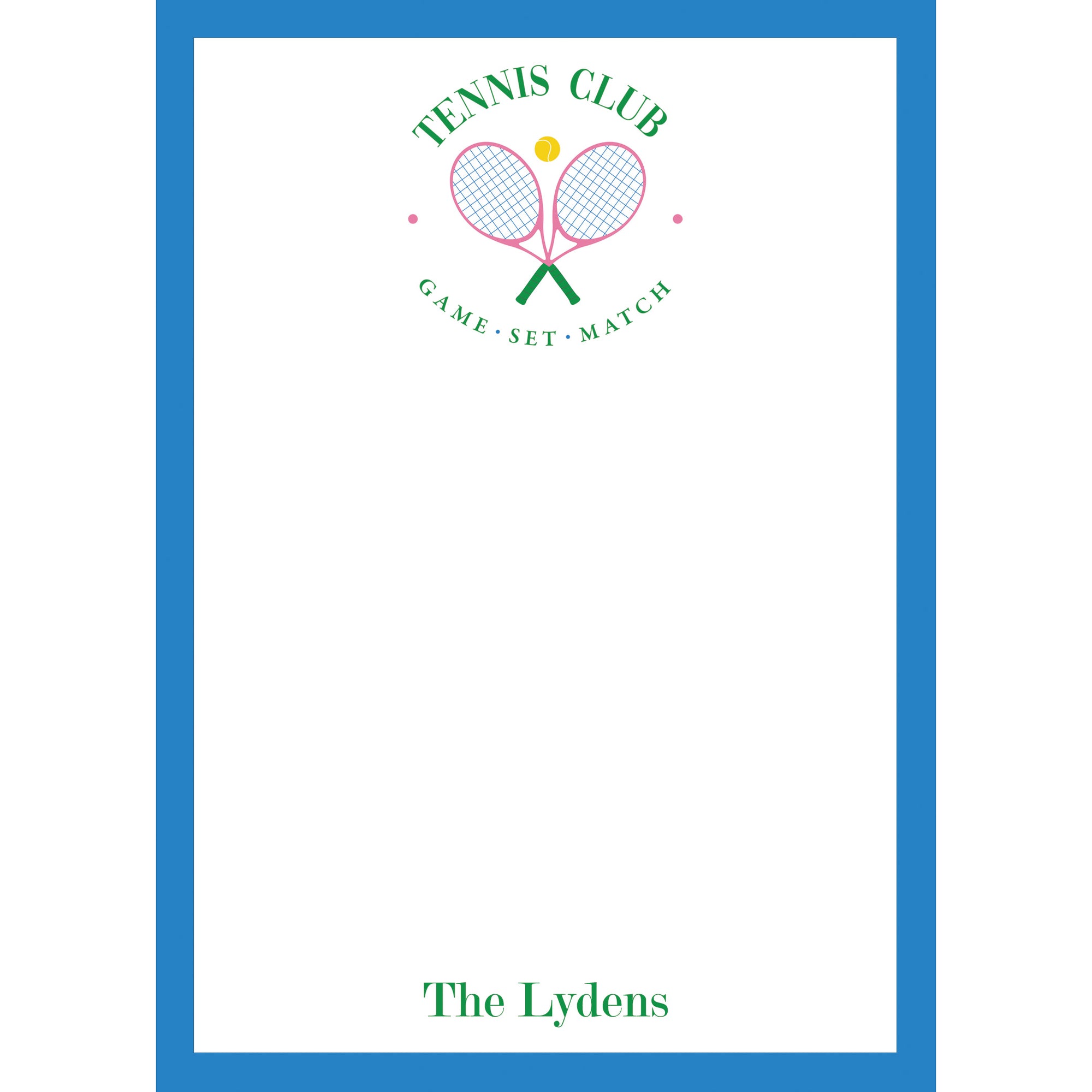 Tennis Club Logo Personalized Notepad
