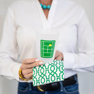 Bundle: Tennis Court Shatterproof Cups + Green Trellis Cocktail Napkins