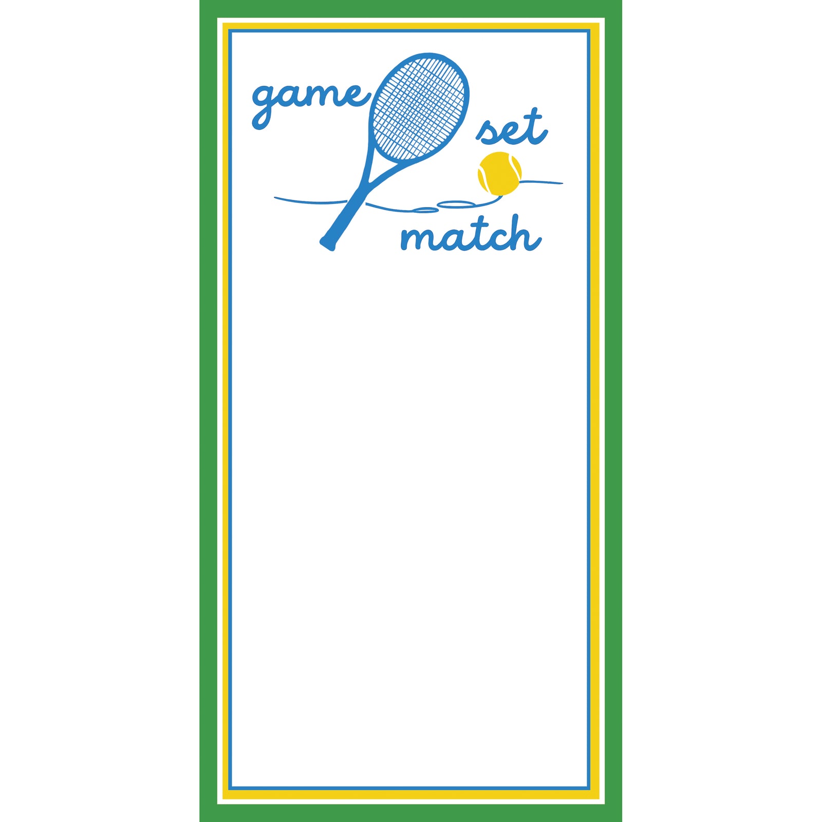In Stock 4.25x8.5 Tennis Game Set Match List Notepad