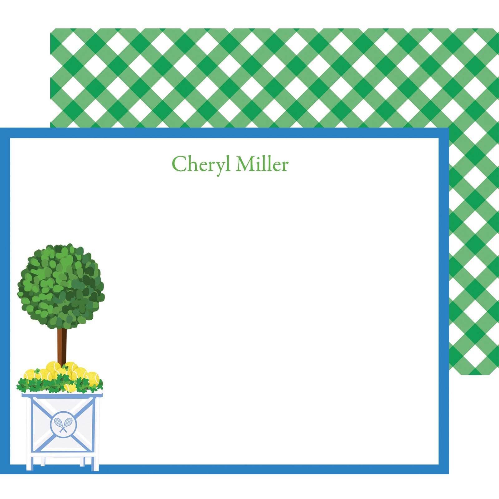 Tennis Topiary Tree Personalized Flat Notecards
