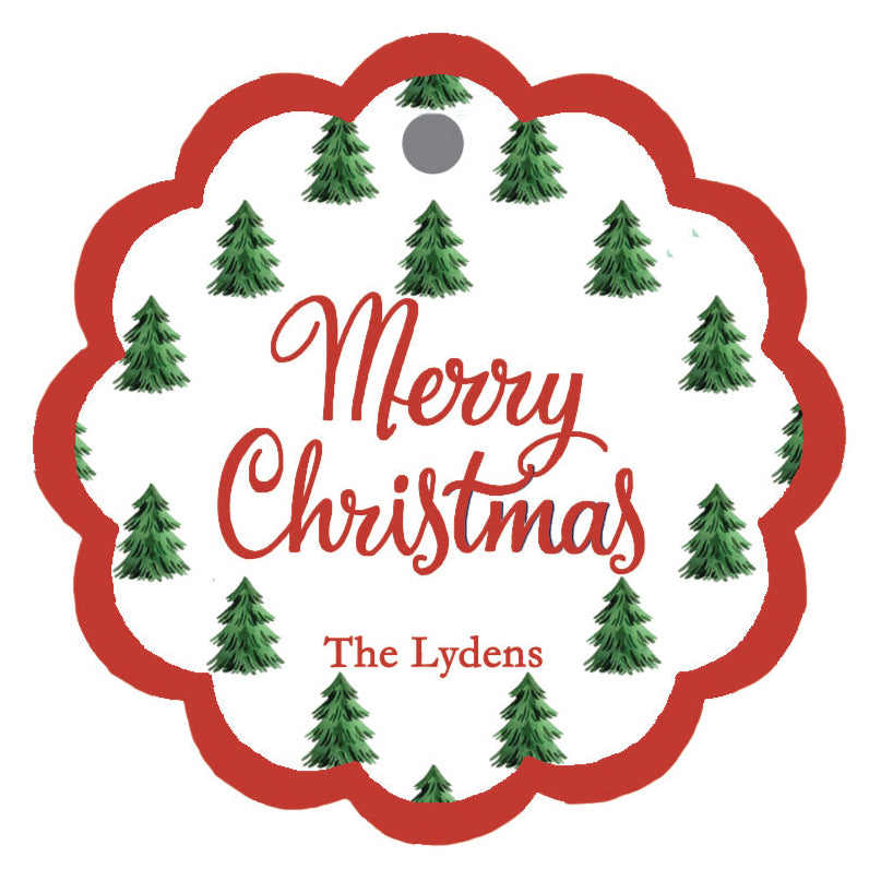 Christmas Tree Farm Scalloped Personalized Gift Tags