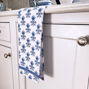 WH Hostess Cotton Tea Towel | Blue Tulip Block Print