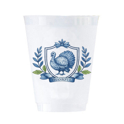 Thankful Turkey Crest Shatterproof Cups | Set of 8