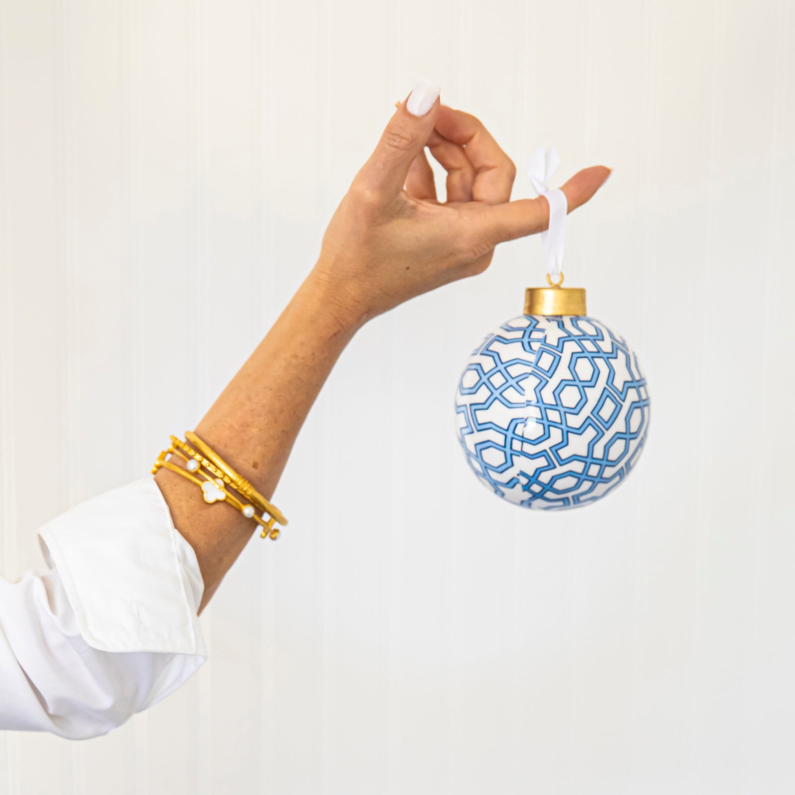 WH Hostess Enameled Ball Ornament | Blue Trellis