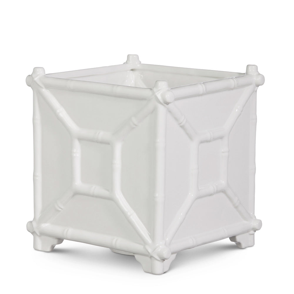 White Ceramic Bamboo Planter