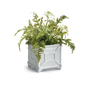 Small White Ceramic Chinoiserie Bamboo Cache Pot