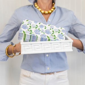 White Lacquered Greek Key Guest Towel Holder