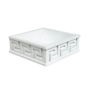 White Greek Key Lacquered Cocktail Napkin Holder