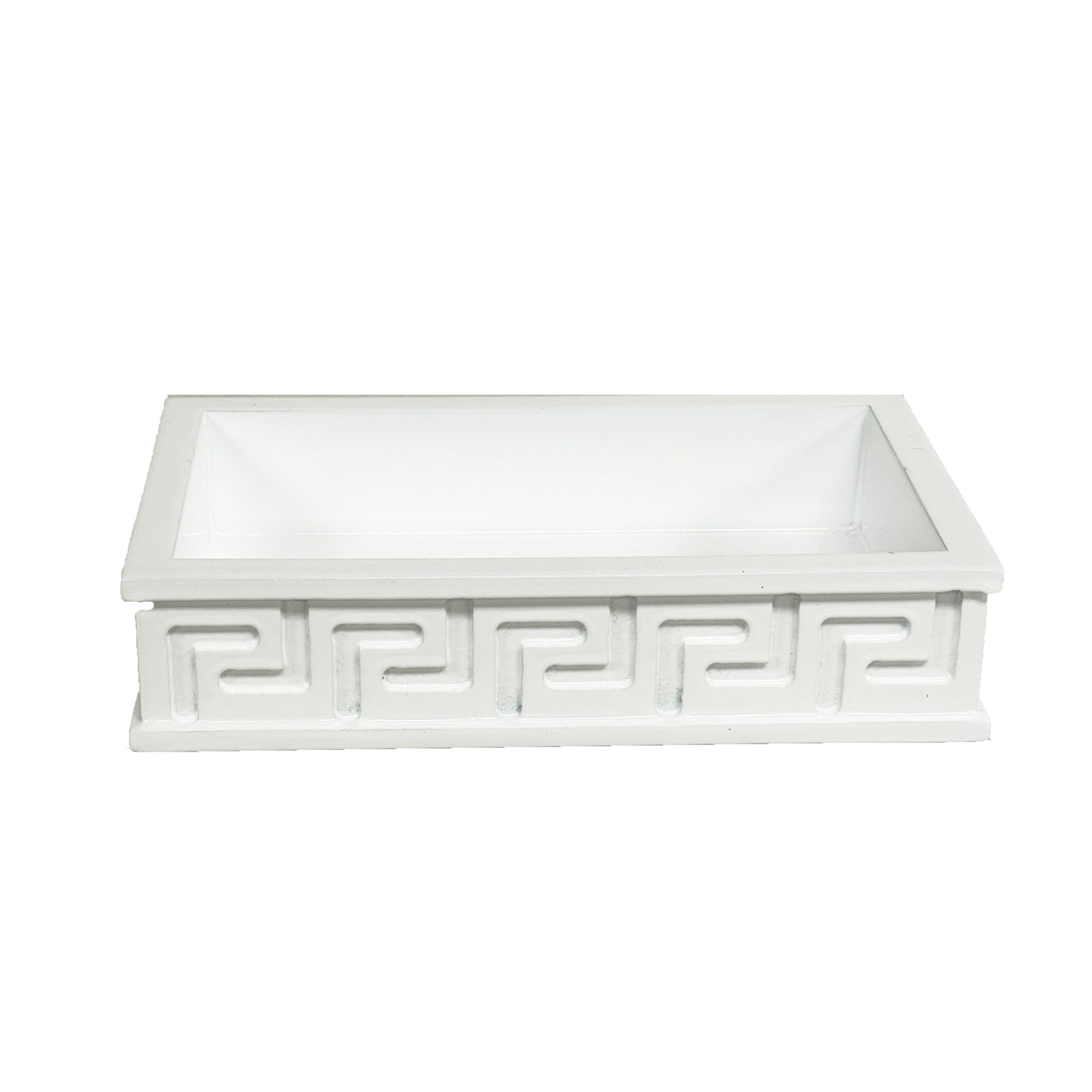 In Stock WH Lacquer Greek Key Guest Towel Holder | White
