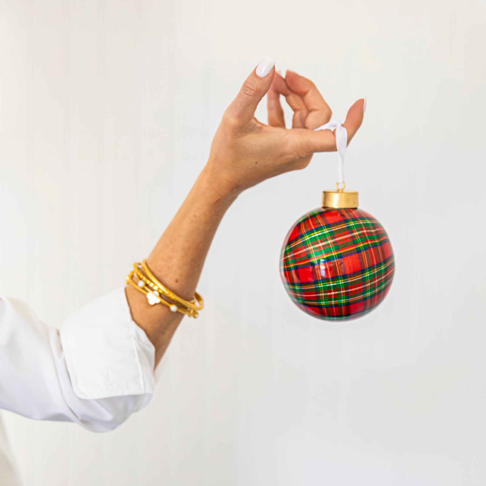 WH Hostess Enameled Ball Ornament | Tartan Plaid
