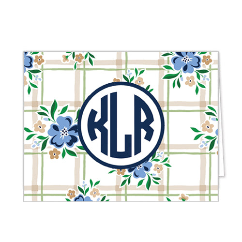 Windowpane Floral Personalized Folded Notecards