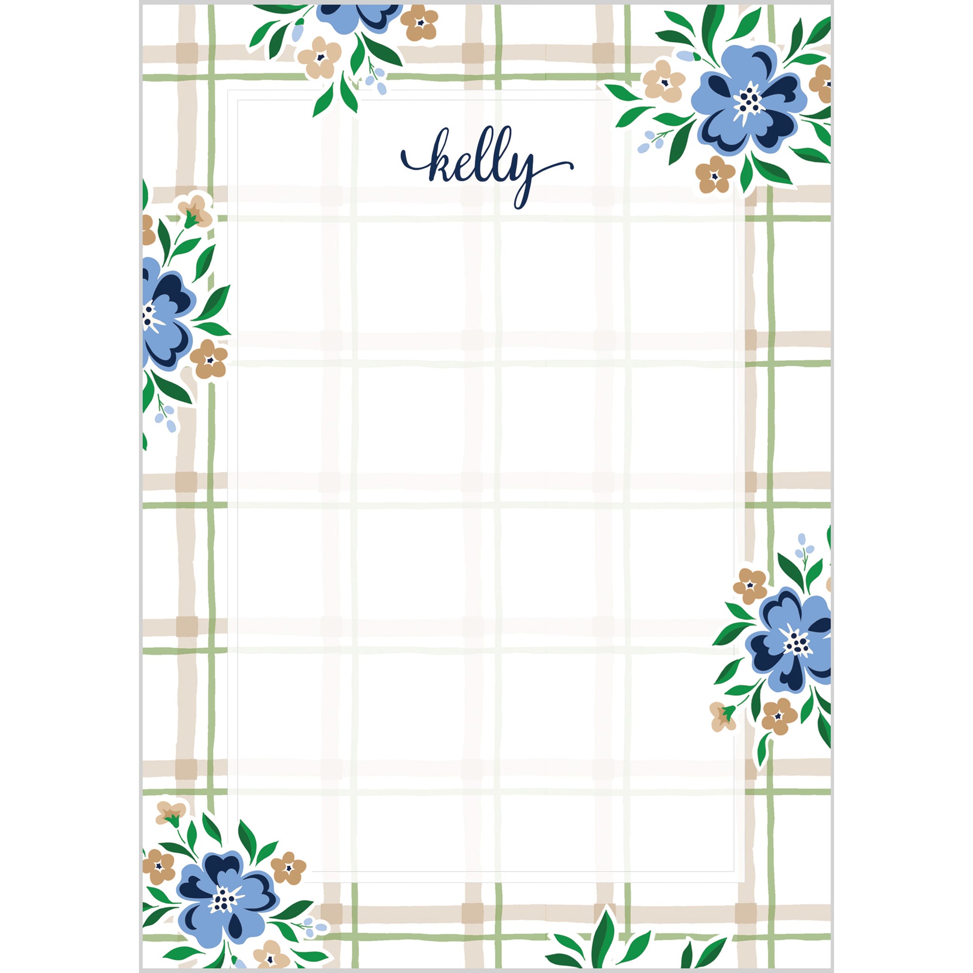 Windowpane Floral Personalized Notepad
