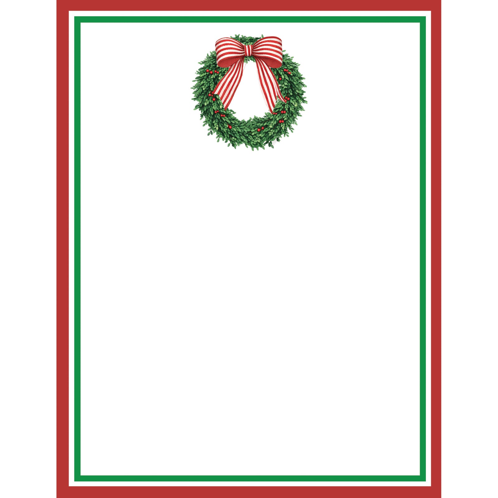 In Stock 4.25x5.5 Wreath with Striped Bow Notepad