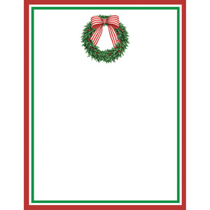 Christmas Wreath with Striped Bow 4x5 Notepad – 100 Pages