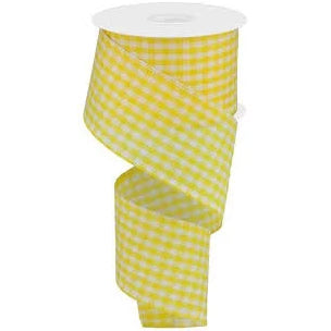 2.5" Yellow Gingham Check Wired Ribbon